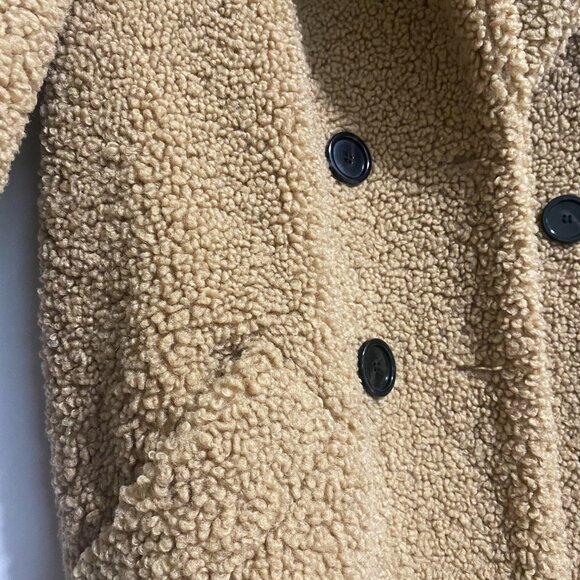 ZARA Neutral Tan Teddy Double Breast Coat Size S - Picture 7 of 7